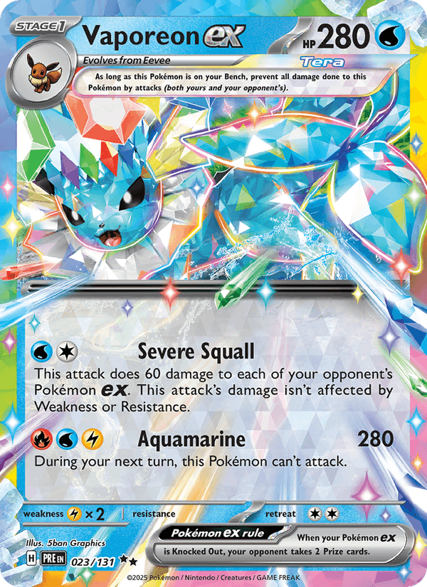 Vaporeon ex 23/131 Prismatic Evolutions English Pokémon card