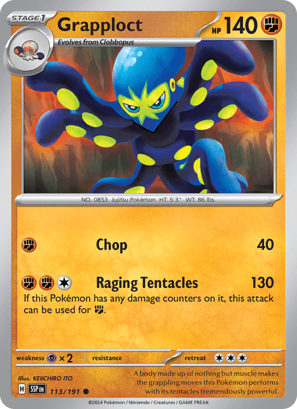 Grapploct 113/191 Surging Sparks English Pokémon card