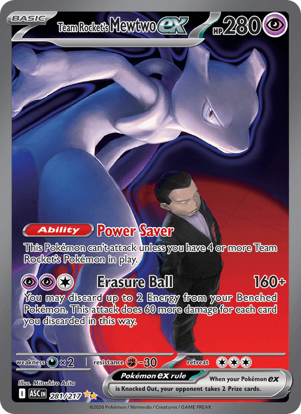 Team Rocket's Mewtwo ex 281/217 Ascended Heroes English Pokémon card