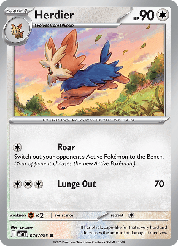 Herdier 75/86 White Flare English Pokémon card
