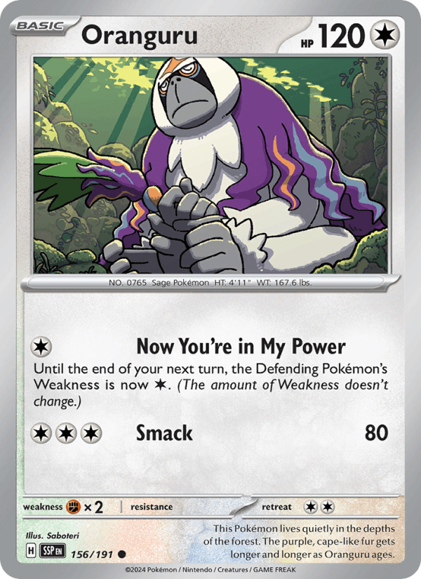 Oranguru 156/191 Surging Sparks English Pokémon card