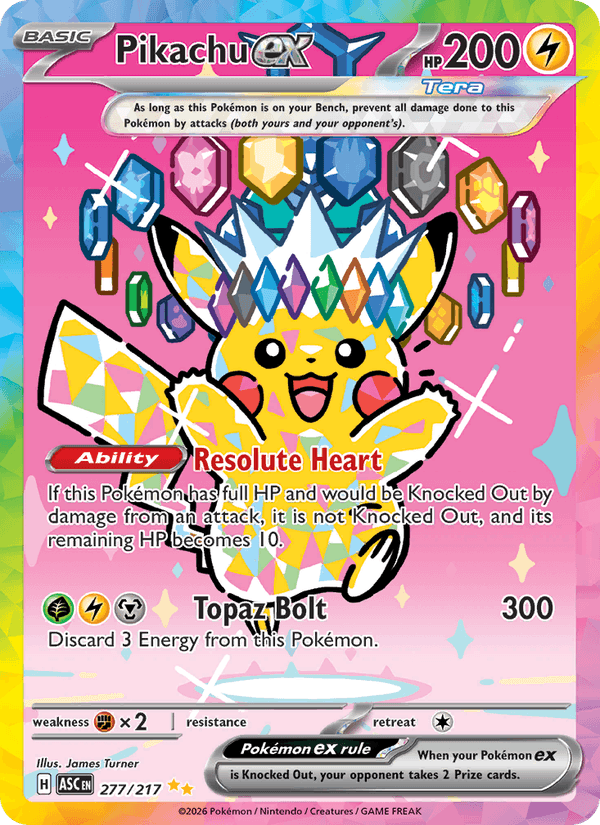 Pikachu ex 277/217 Ascended Heroes English Pokémon card