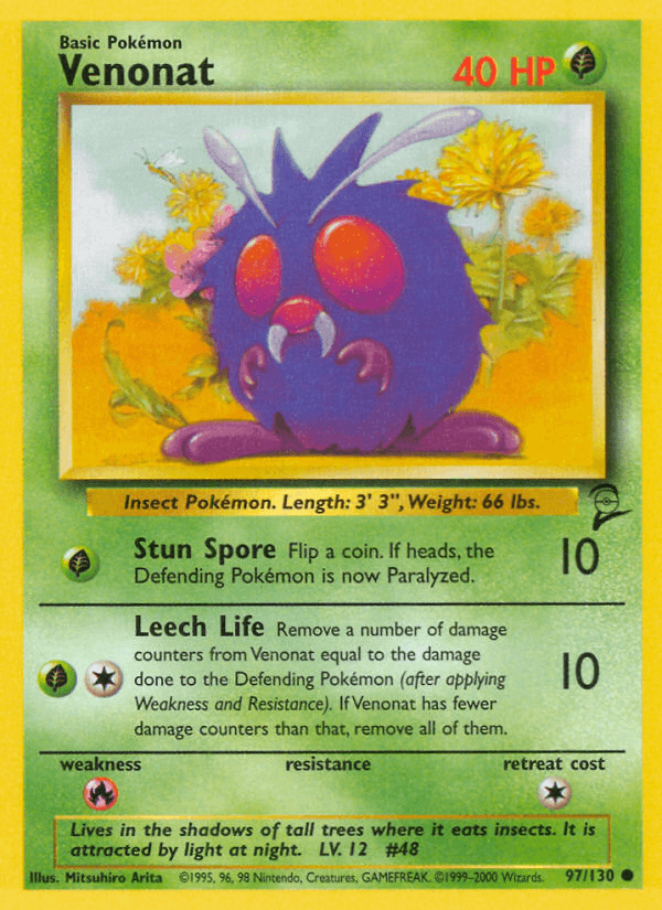 Venonat 97/130 Base Set 2 English Pokémon card