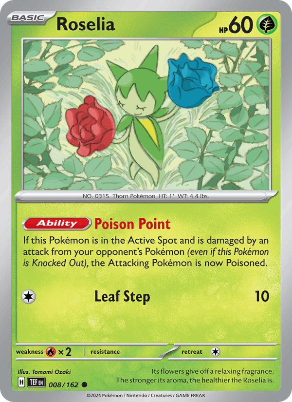 Roselia 8/162 Temporal Forces English Pokémon card