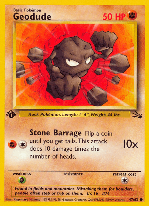 Geodude 47/62 Fossil English Pokémon card