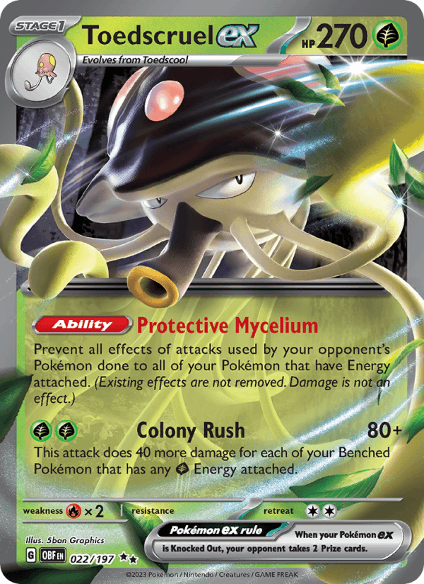 Toedscruel ex 22/197 Obsidian Flames English Pokémon card