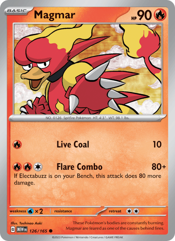 Magmar 126/165 151 English Pokémon card