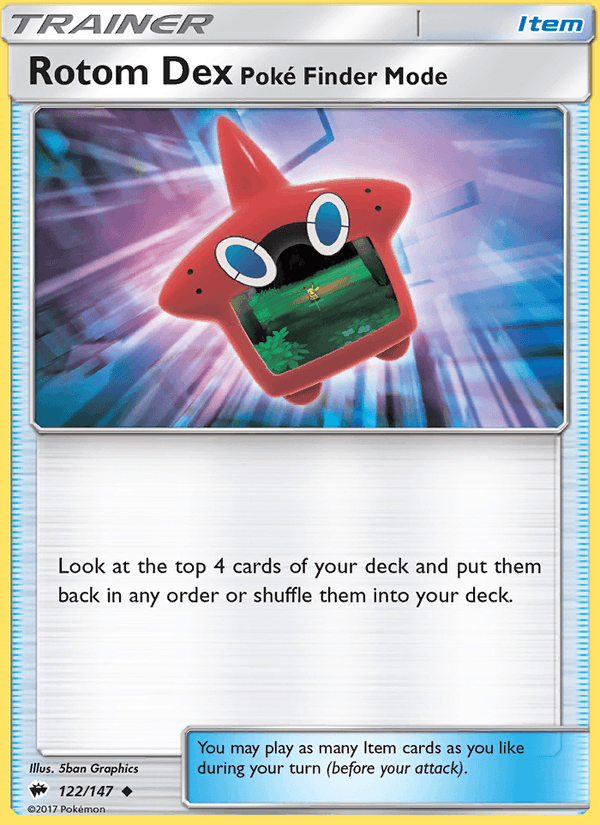 Rotom Dex—Poké Finder Mode 122/147 Burning Shadows English Pokémon card