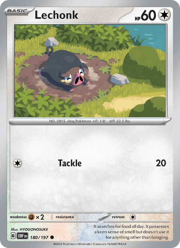 Lechonk 180/197 Obsidian Flames English Pokémon card
