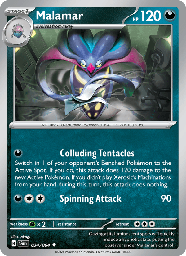 Malamar 34/64 Shrouded Fable English Pokémon card