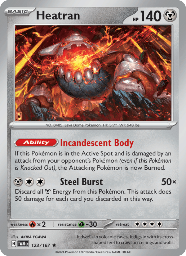 Heatran 123/167 Twilight Masquerade English Pokémon card