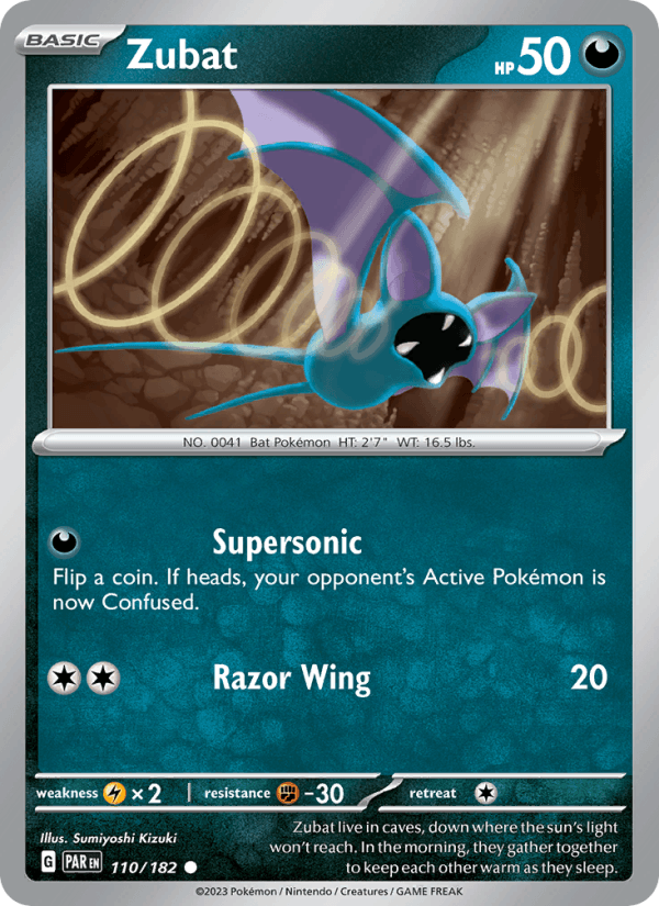 Zubat 110/182 Paradox Rift English Pokémon card
