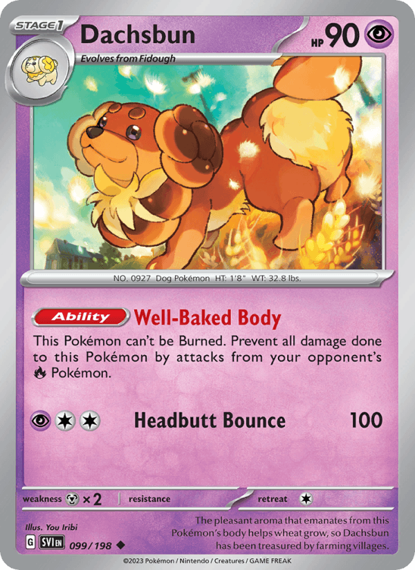 Dachsbun 99/198 Scarlet & Violet English Pokémon card