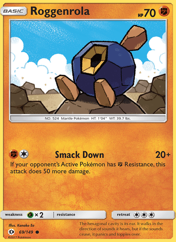 Roggenrola 69/149 Sun & Moon Base Set English Pokémon card