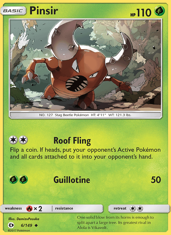 Pinsir 6/149 Sun & Moon Base Set English Pokémon card