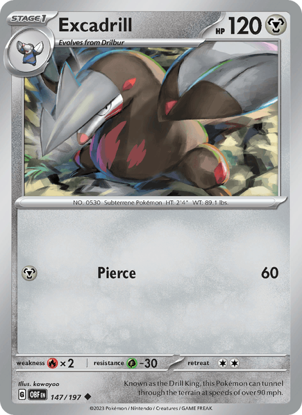 Excadrill 147/197 Obsidian Flames English Pokémon card