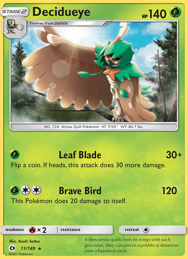 Decidueye 11/149 Sun & Moon Base Set English Pokémon card