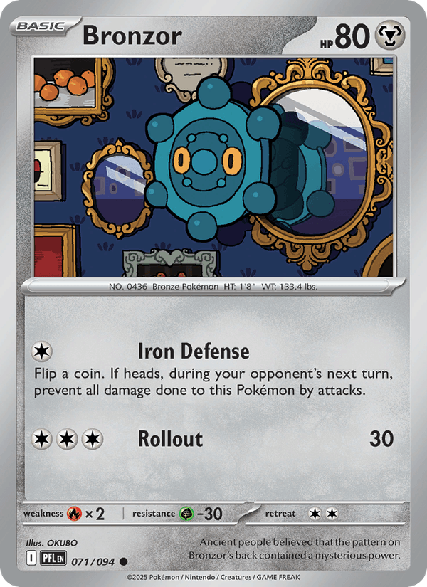 Bronzor 71/94 Phantasmal Flames English Pokémon card