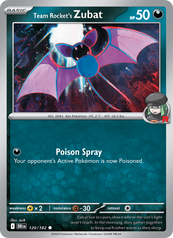 Team Rocket's Zubat 120/182 Destined Rivals English Pokémon card