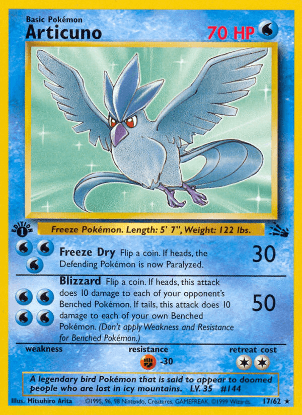 Articuno 17/62 Fossil English Pokémon card