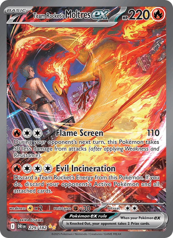 Team Rocket's Moltres ex 229/182 Destined Rivals English Pokémon card