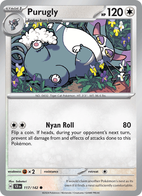 Purugly 117/142 Stellar Crown English Pokémon card