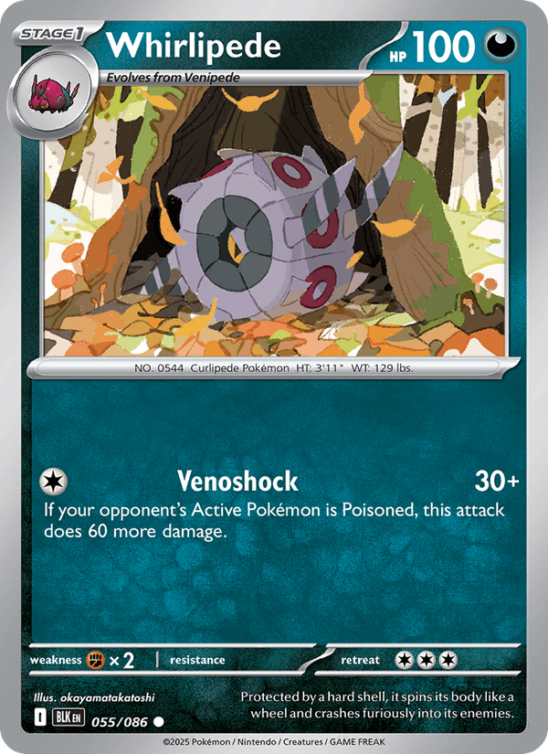Whirlipede 55/86 Black Bolt English Pokémon card