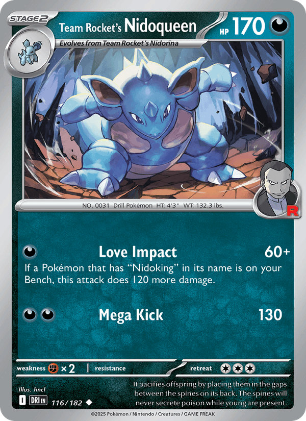 Team Rocket's Nidoqueen 116/182 Destined Rivals English Pokémon card