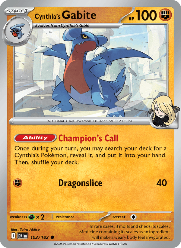 Cynthia's Gabite 103/182 Destined Rivals English Pokémon card