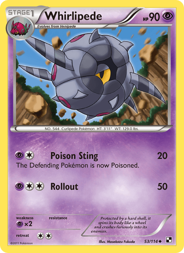 Whirlipede 53/114 Black & White English Pokémon card