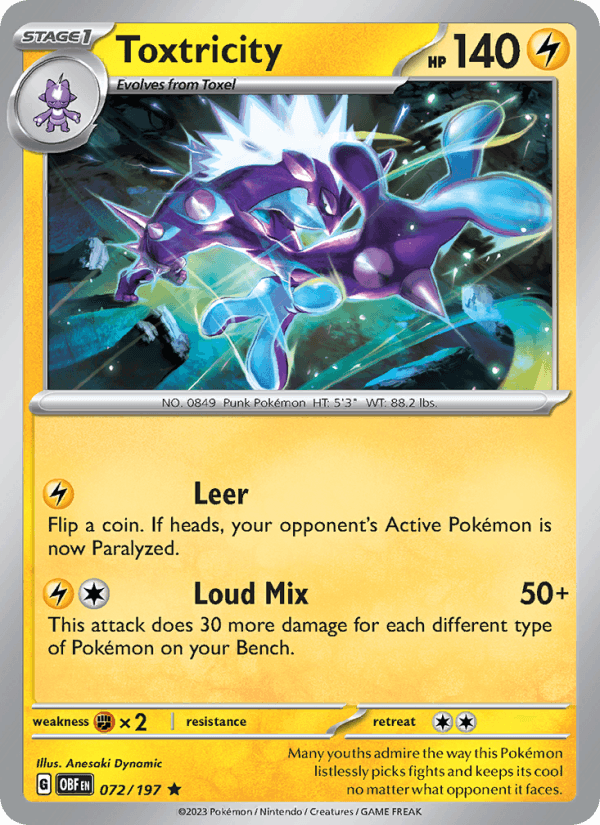 Toxtricity 72/197 Obsidian Flames English Pokémon card
