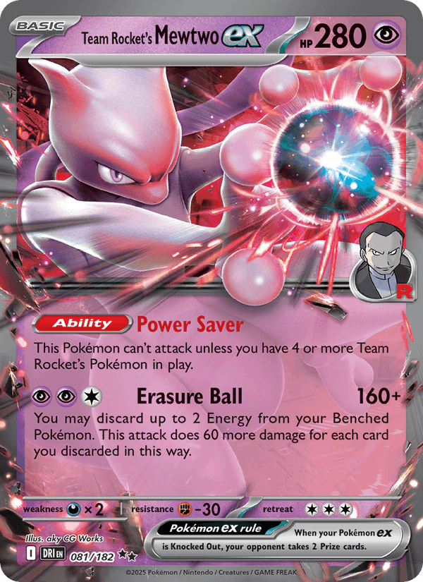 Team Rocket's Mewtwo ex 81/182 Destined Rivals English Pokémon card