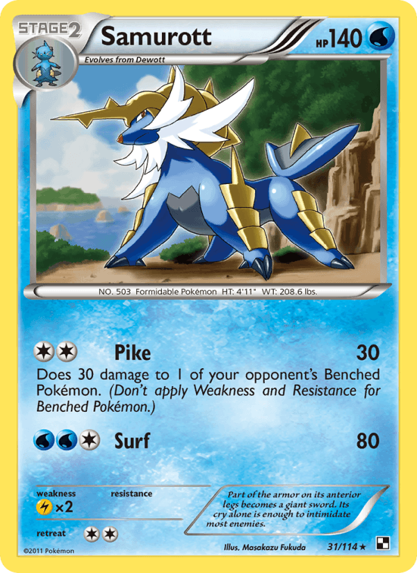 Samurott 31/114 Black & White English Pokémon card