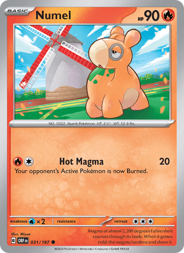 Numel 31/197 Obsidian Flames English Pokémon card