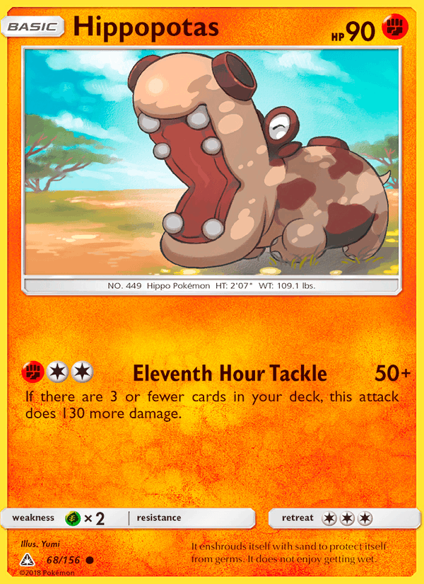 Hippopotas 68/156 Ultra Prism English Pokémon card