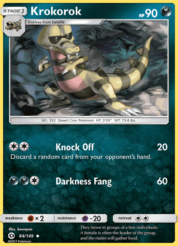 Krokorok 84/149 Sun & Moon Base Set English Pokémon card