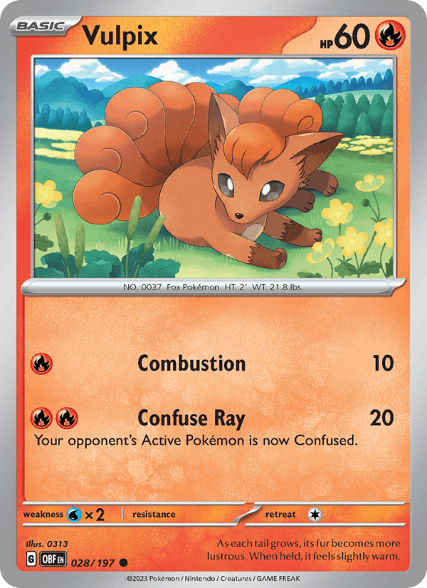 Vulpix 28/197 Obsidian Flames English Pokémon card