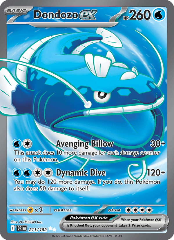 Dondozo ex 211/182 Destined Rivals English Pokémon card