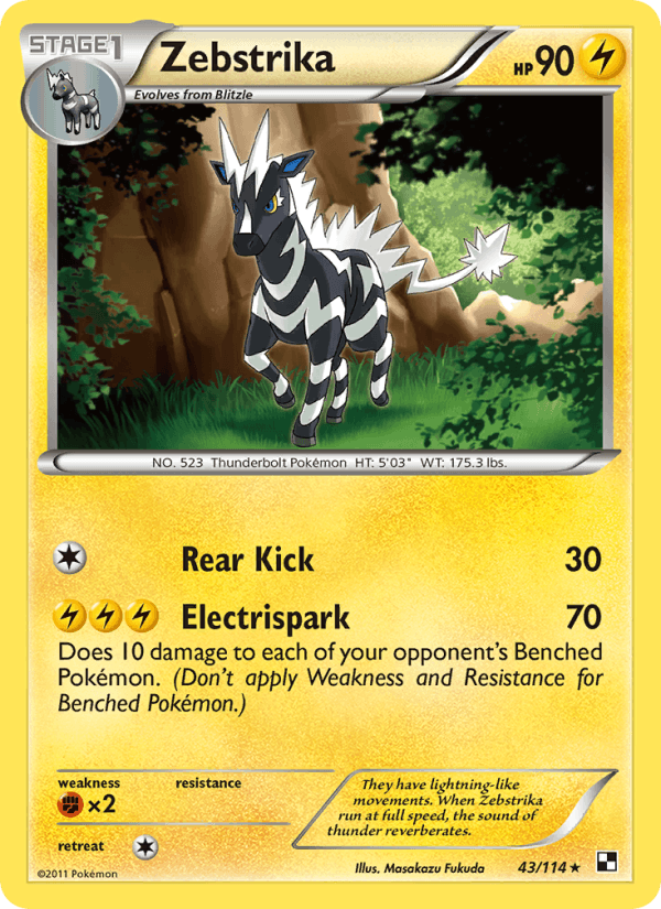 Zebstrika 43/114 Black & White English Pokémon card