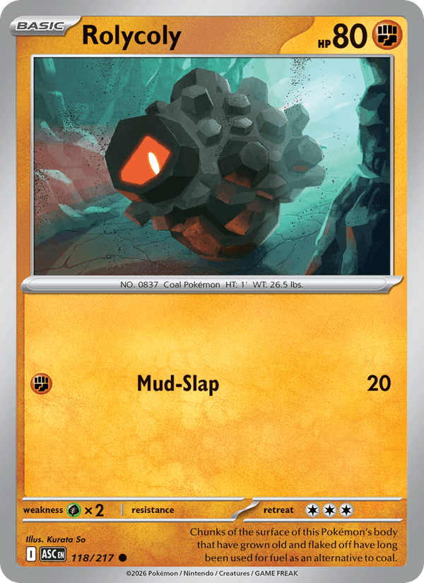 Rolycoly 118/217 Ascended Heroes English Pokémon card