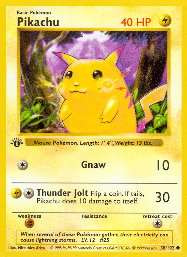 Pikachu 58/102 Base Set English Pokémon card