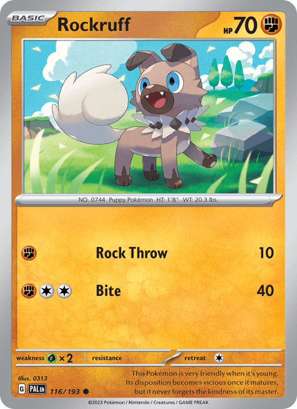 Rockruff 116/193 Paldea Evolved English Pokémon card