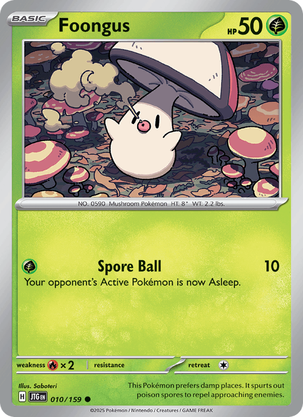 Foongus 10/159 Journey Together English Pokémon card