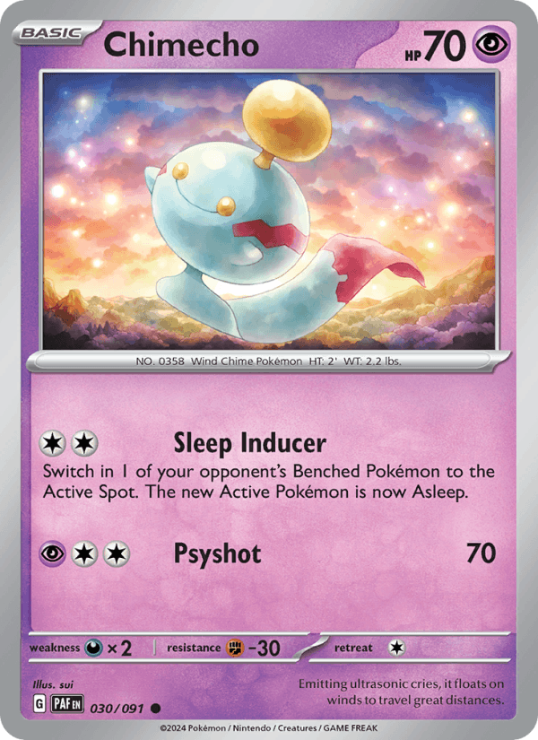 Chimecho 30/91 Paldean Fates English Pokémon card