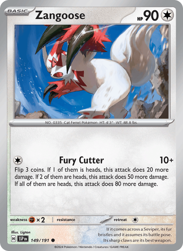 Zangoose 149/191 Surging Sparks English Pokémon card
