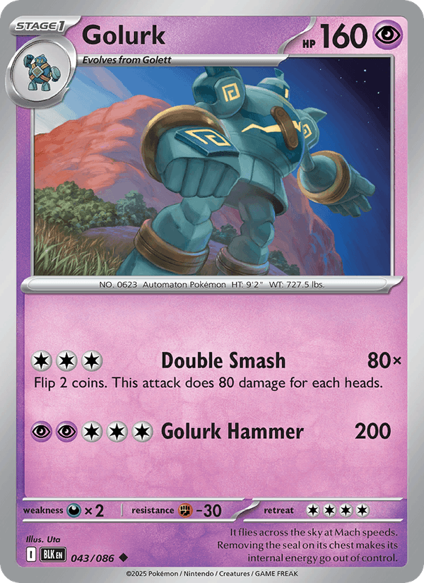 Golurk 43/86 Black Bolt English Pokémon card