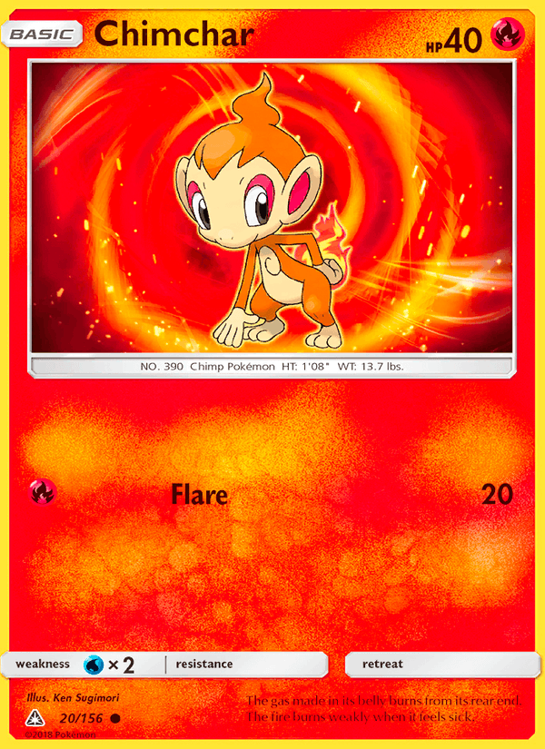 Chimchar 20/156 Ultra Prism English Pokémon card