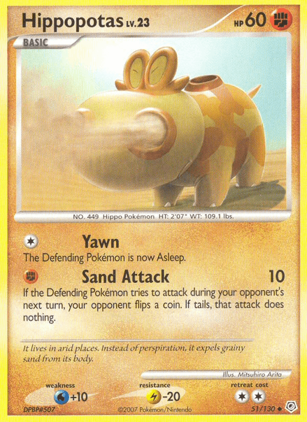 Hippopotas 51/130 Diamond & Pearl English Pokémon card
