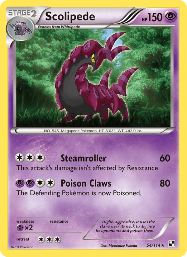 Scolipede 54/114 Black & White English Pokémon card