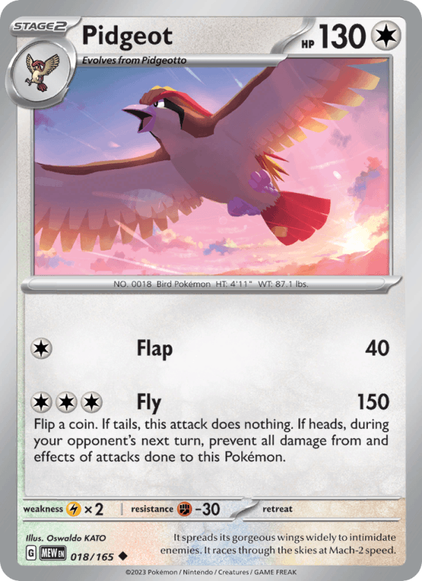 Pidgeot 18/165 151 English Pokémon card